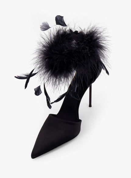 Paris Texas Lidia Satin Sandals With Feather Detail