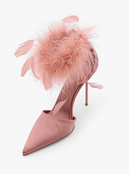 Paris Texas Lidia Satin Sandals With Feather Detail