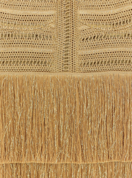 Patbo Long Dress With Embroidered Courset And Fringes