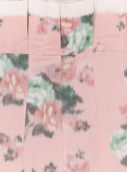 Philosophy Di Lorenzo Serafini Linen Blend Long Dress With Multicolor Floral Print