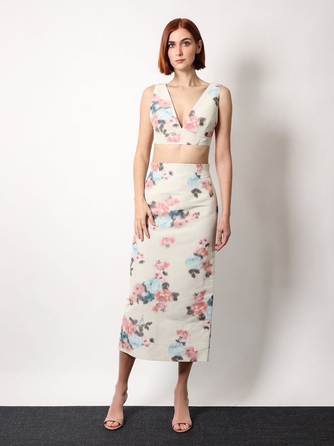 Philosophy Di Lorenzo Serafini Linen Blend Top With Floral Print