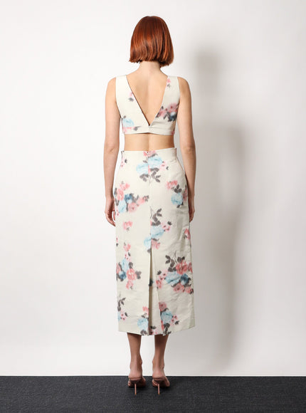 Philosophy Di Lorenzo Serafini Linen Blend Top With Floral Print