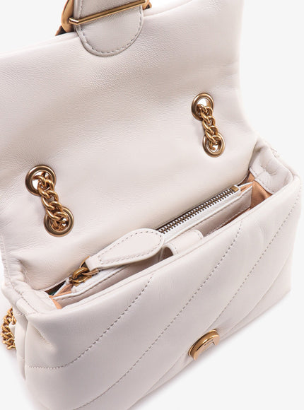 Pinko Matelassé Leather Shoulder Bag With Iconic Love Birds Buckle