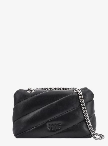 Pinko Matelassé Leather Shoulder Bag With Iconic Love Birds Buckle