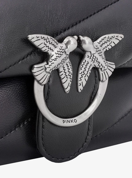 Pinko Matelassé Leather Shoulder Bag With Iconic Love Birds Buckle