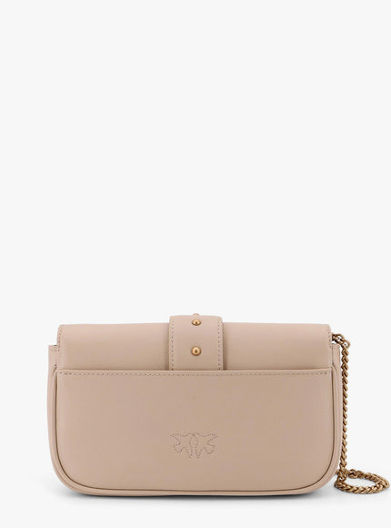 Pinko Love One Pocket Leather Shoulder Bag With Love Birds Buckle