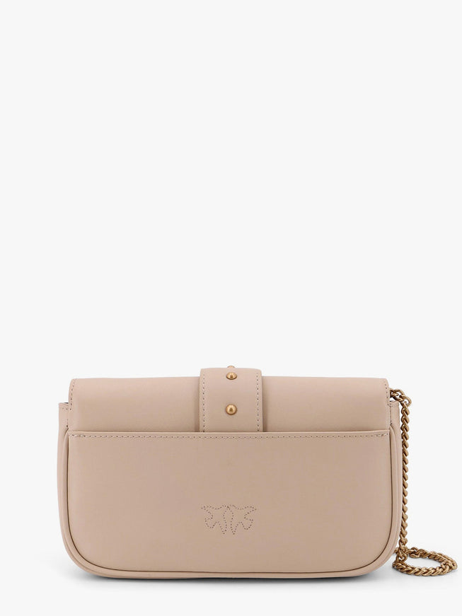 Pinko Love One Pocket Leather Shoulder Bag With Love Birds Buckle