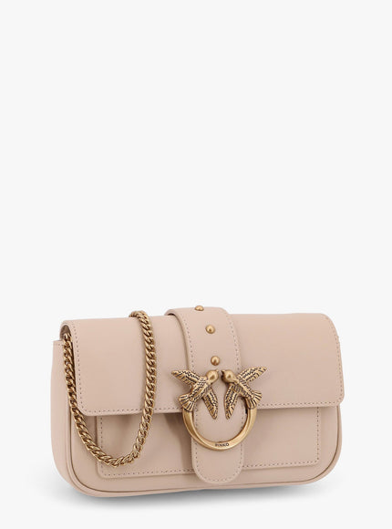 Pinko Love One Pocket Leather Shoulder Bag With Love Birds Buckle