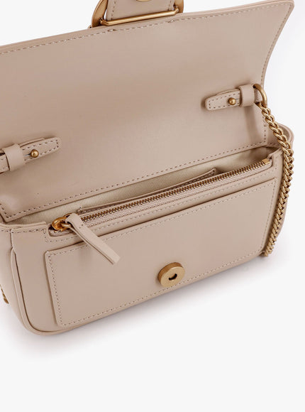 Pinko Love One Pocket Leather Shoulder Bag With Love Birds Buckle