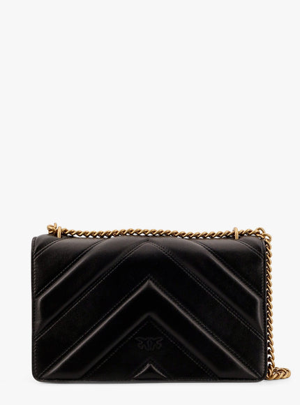 Pinko Love One Classic Matelassé Leather Shoulder Bag With Love Birds Buckle