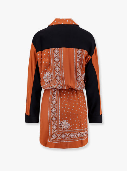 Pinko Mesopotamia Viscose Dress With Bandana Print And Georgette Profiles