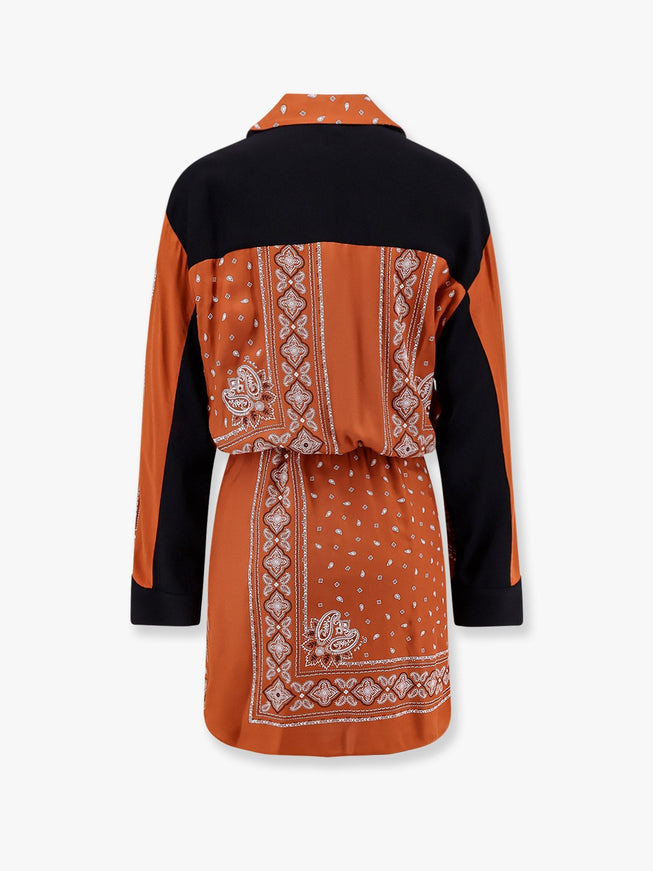 Pinko Mesopotamia Viscose Dress With Bandana Print And Georgette Profiles