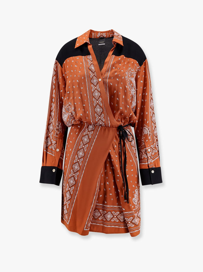 Pinko Mesopotamia Viscose Dress With Bandana Print And Georgette Profiles 46