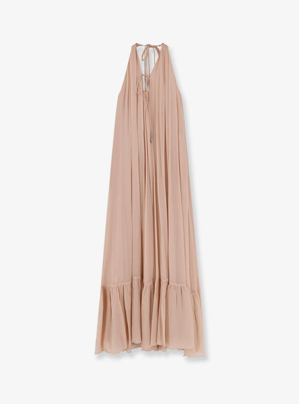 Pinko Venturone Chiffon Long Dress Naturale