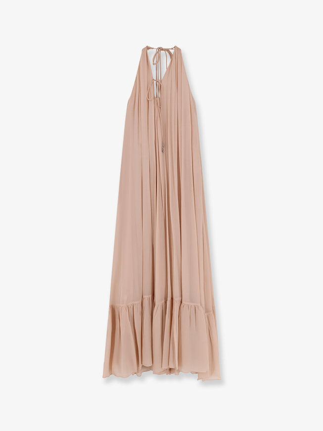 Pinko Venturone Chiffon Long Dress Naturale