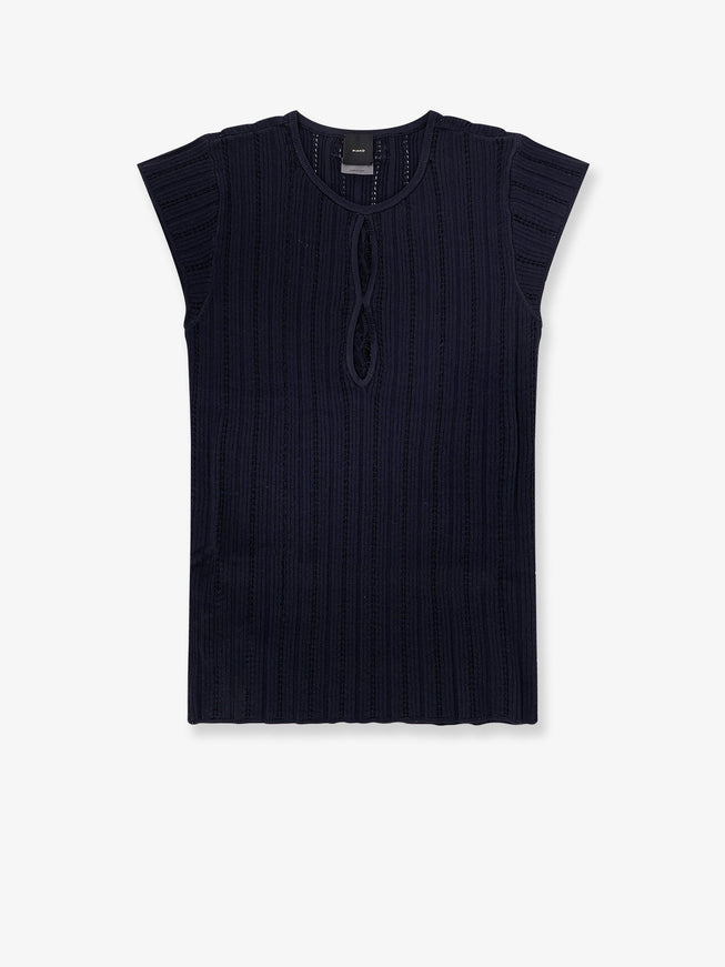 Pinko Tofane Ribbed Viscose Blend Sweater Blu