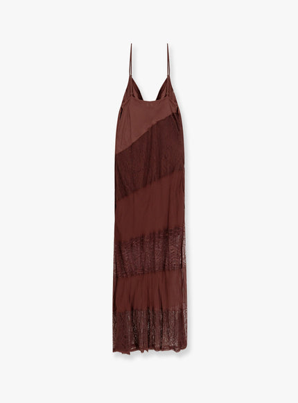 Pinko Ibis Satin And Lace Long Dress