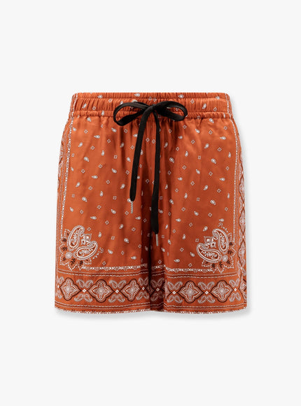 Pinko Viscose Shorts With Bandana Print Marrone