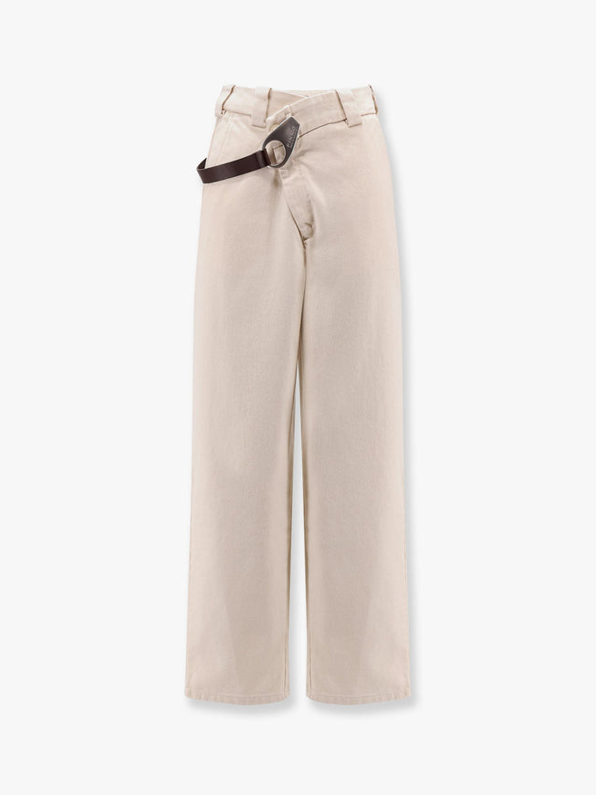 Pinko Reimagine By Pinko X Patrick Mcdowell Cotton Trousers With Crossover And Belt Beige