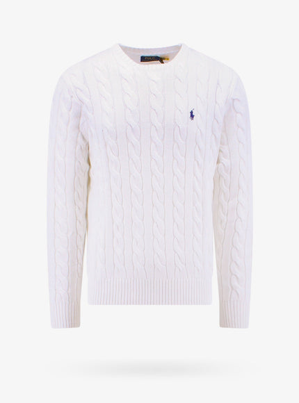 Polo Ralph Lauren Cable Knit Sweater With Iconic Embroidery Bianco