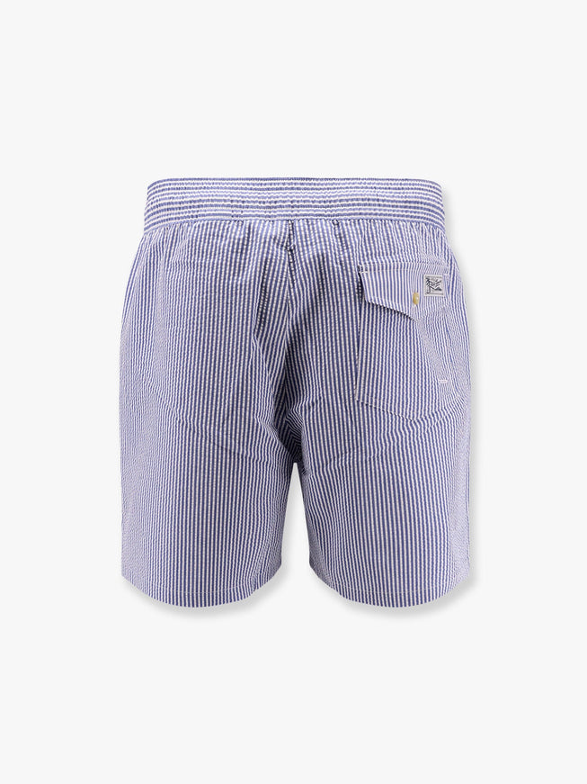 Polo Ralph Lauren Cotton Blend Striped Swim Trunk With Logo Embroidery