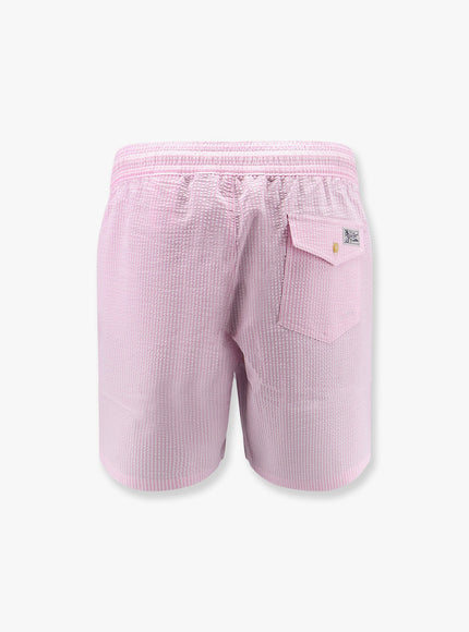 Polo Ralph Lauren Cotton Blend Striped Swim Trunk With Logo Embroidery