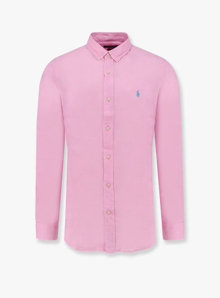 Polo Ralph Lauren Linen Shirt With Logo Embroidery Rosa