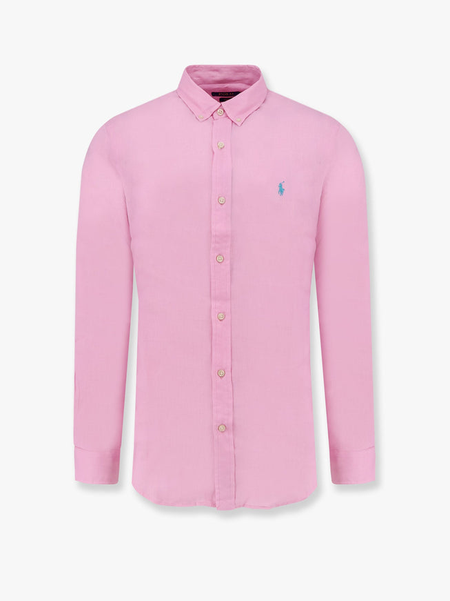 Polo Ralph Lauren Linen Shirt With Logo Embroidery Rosa