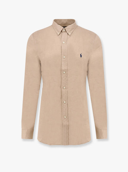Polo Ralph Lauren Linen Shirt With Logo Embroidery Verde