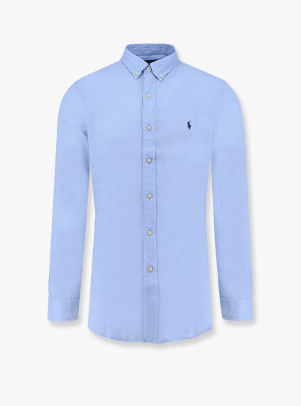 Polo Ralph Lauren Linen Shirt With Logo Embroidery Azzurro