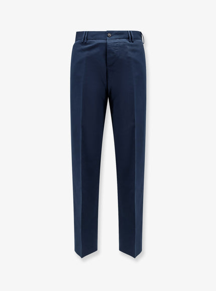 Pt Torino Reworked Michael Cotton And Linen Trousers Navy