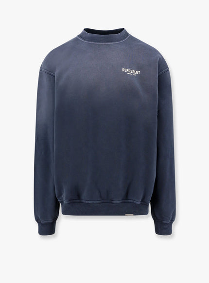 Represent Cotton Sweatshirt With Printed Logo On The Front Blu