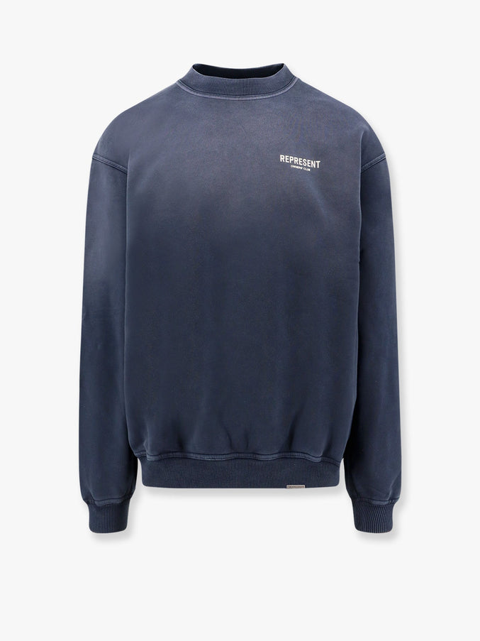 Represent Cotton Sweatshirt With Printed Logo On The Front Blu