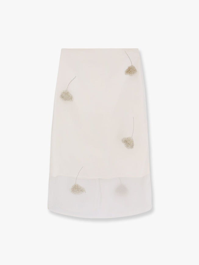 Rohe Silk Skirt With Jewel Details Bianco