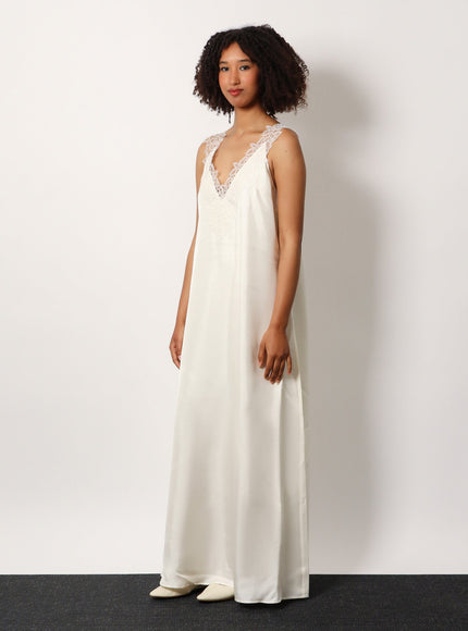 Rohe Long Silk Dress With Lace Details