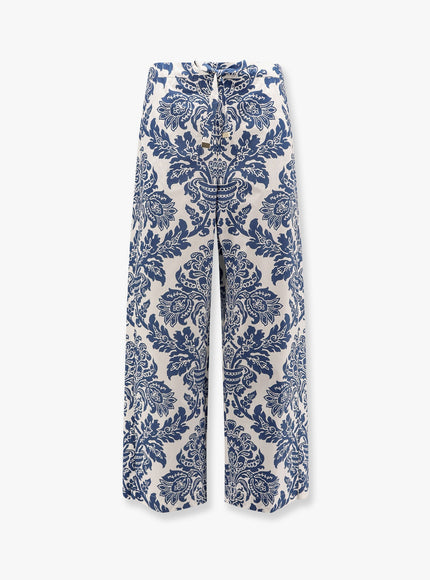 'S Max Mara Merano Cotton Trouser With Floral Print Bianco