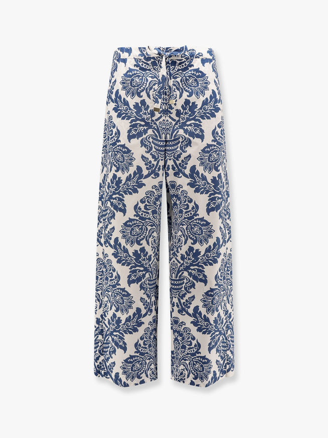 'S Max Mara Merano Cotton Trouser With Floral Print Bianco