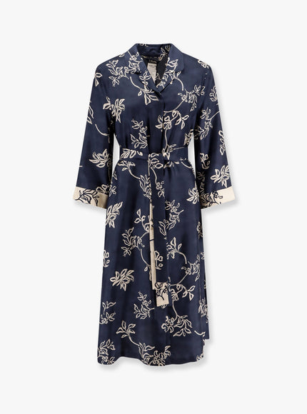 'S Max Mara Timeo Kaftan Silk Dress With Floral Print Blu