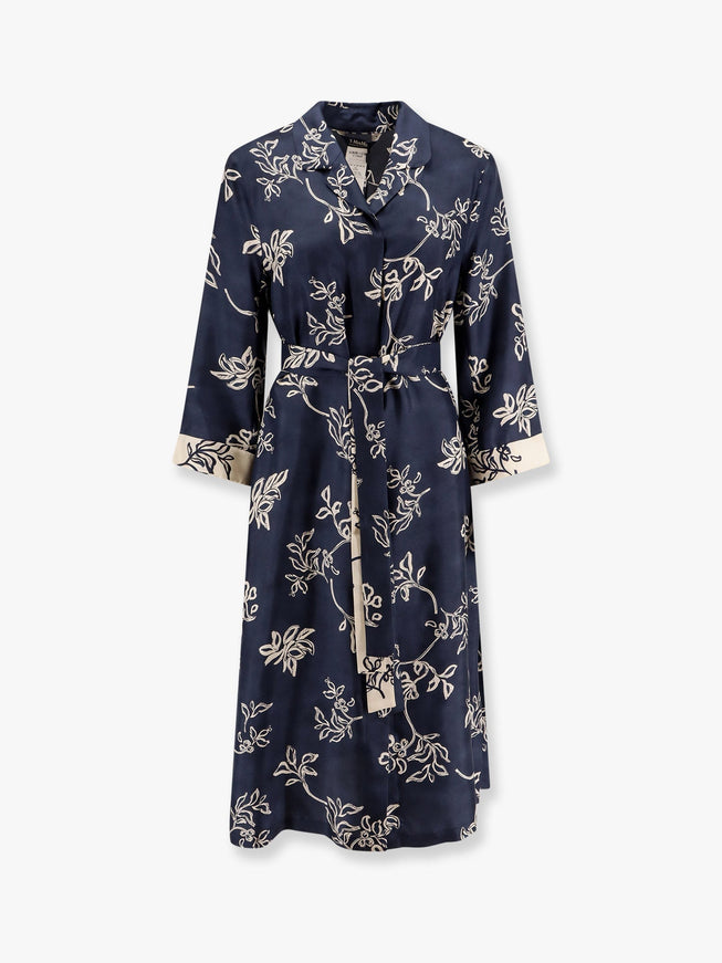 'S Max Mara Timeo Kaftan Silk Dress With Floral Print Blu