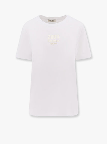'S Max Mara Quieto Cotton T-Shirt With Print On The Front Bianco