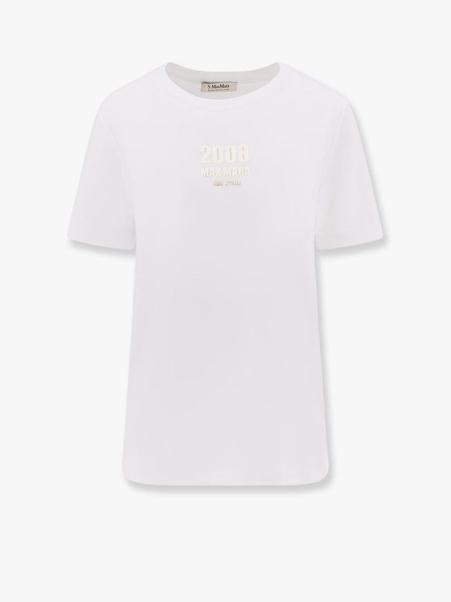 'S Max Mara Quieto Cotton T-Shirt With Print On The Front Bianco