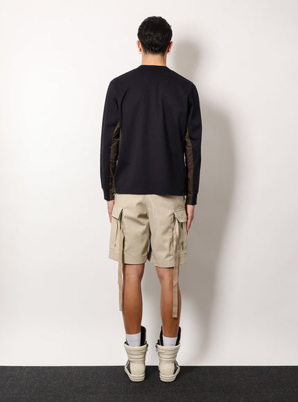 Sacai Cotton T-Shirt With Nylon Insert