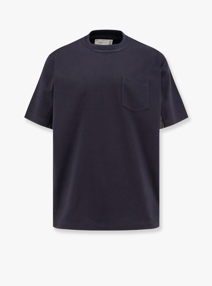 Sacai Cotton T-Shirt With Nylon Inserts Blu