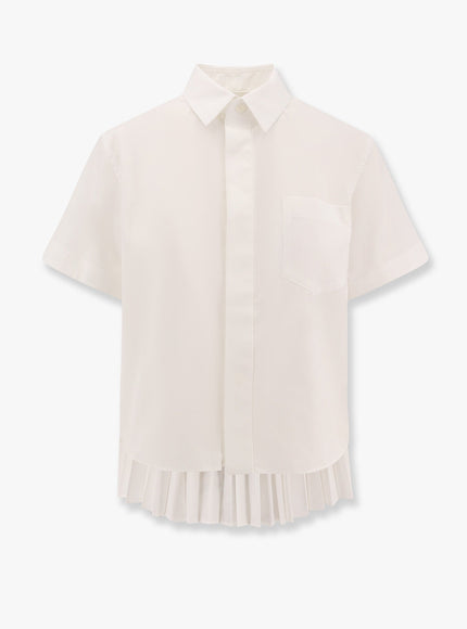 Sacai Cotton Shirt With Pleated Insert On The Back Bianco