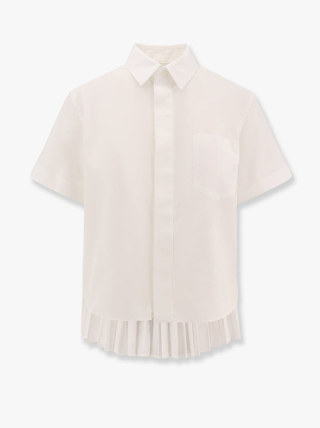 Sacai Cotton Shirt With Pleated Insert On The Back Bianco