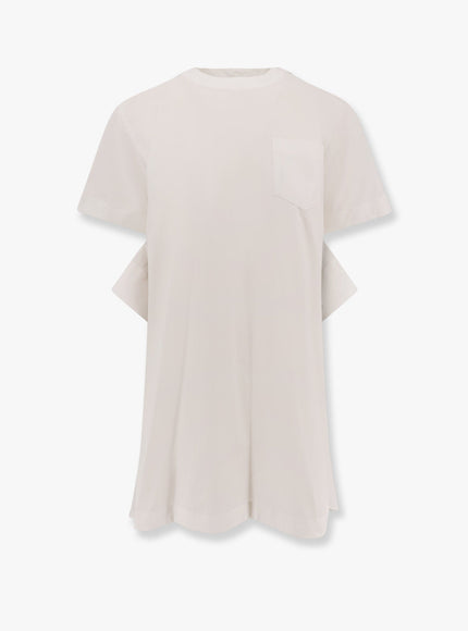Sacai Dress With Draped Cotton Inserts On The Back Bianco