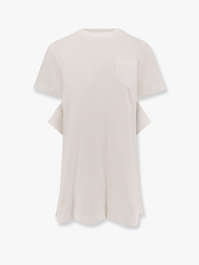 Sacai Dress With Draped Cotton Inserts On The Back Bianco