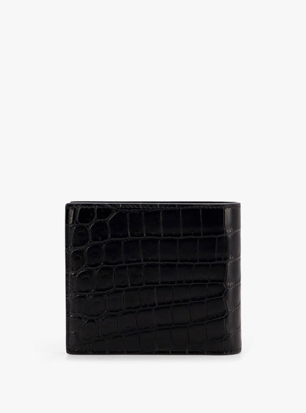 Saint Laurent Leather Wallet With Embossed Lettering Logo On The Front