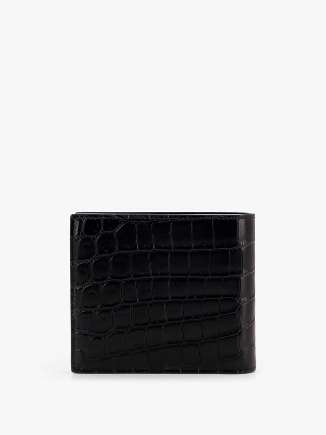 Saint Laurent Leather Wallet With Embossed Lettering Logo On The Front