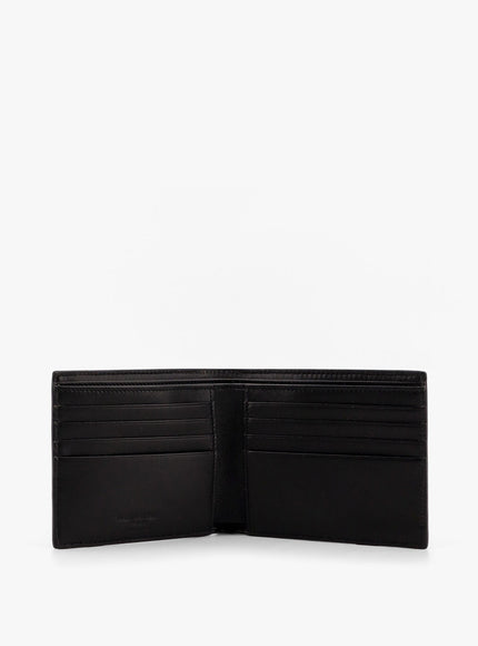 Saint Laurent Leather Wallet With Embossed Lettering Logo On The Front